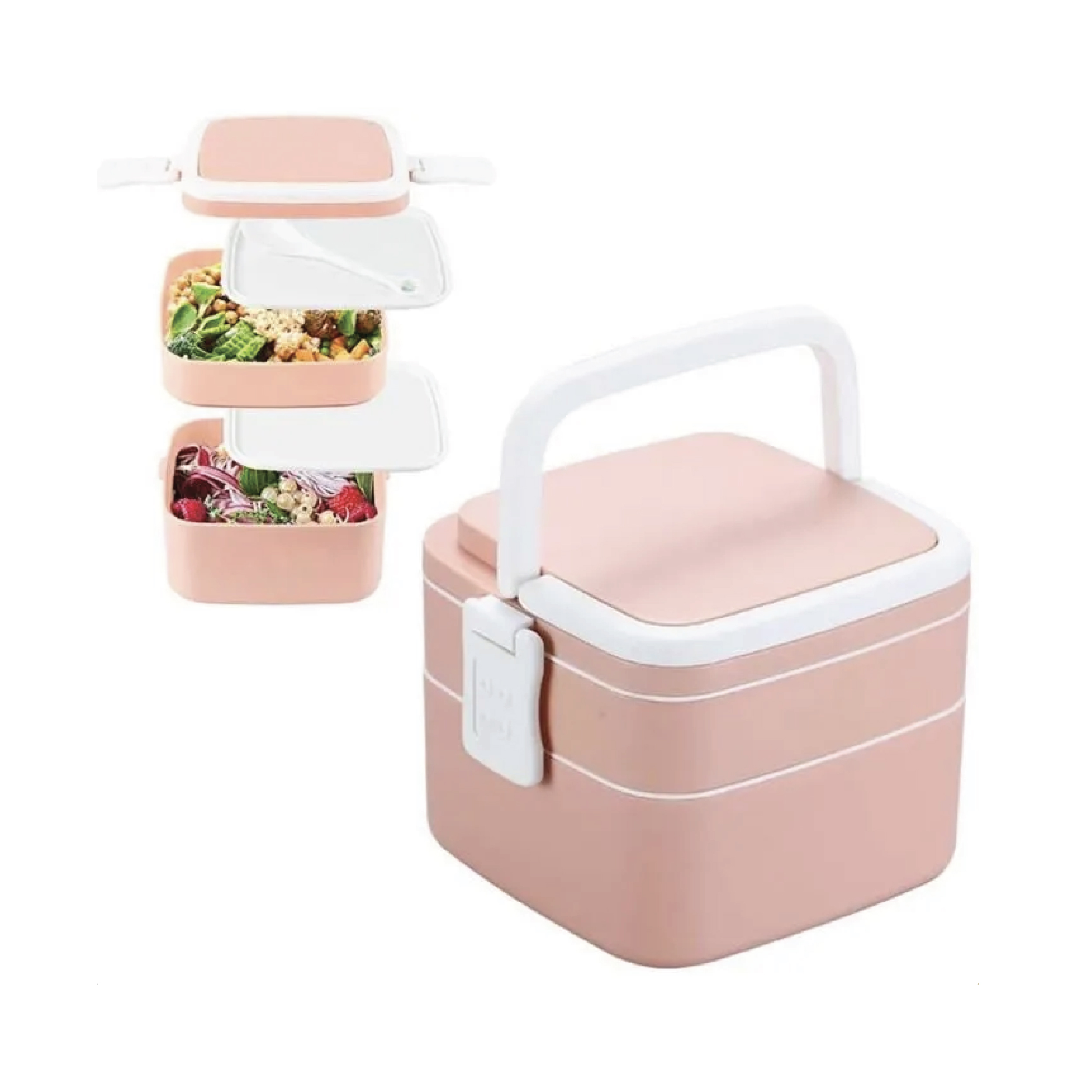 Double Layer Square Bento lunch box with Handle - Image 4